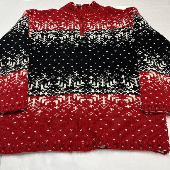 Tally Ho Sweater Womens XL Red Black Fair Isle Mock Neck 1/4 Zip Ski Outdoor - Picture 3 of 7